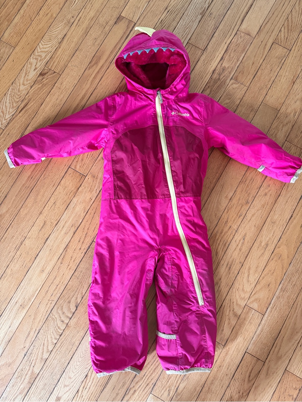 Columbia ‘Interchange’ Hot Pink Hooded One-Piece rain suit w. Removable liner